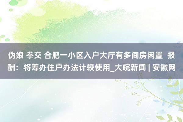 伪娘 拳交 合肥一小区入户大厅有多间房闲置  报酬：将筹办住户办法计较使用_大皖新闻 | 安徽网