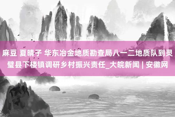 麻豆 夏晴子 华东冶金地质勘查局八一二地质队到灵璧县下楼镇调研乡村振兴责任_大皖新闻 | 安徽网