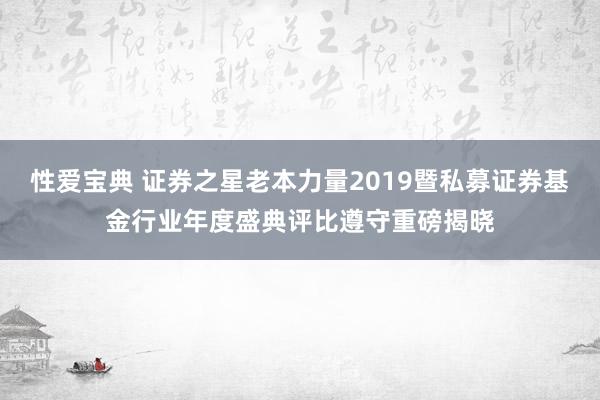 性爱宝典 证券之星老本力量2019暨私募证券基金行业年度盛典评比遵守重磅揭晓