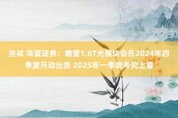 丝袜 华夏证券：瞻望1.6T光模块会在2024年四季度开动出货 2025年一季度考究上量