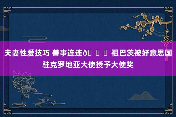 夫妻性爱技巧 善事连连🎉祖巴茨被好意思国驻克罗地亚大使授予大使奖