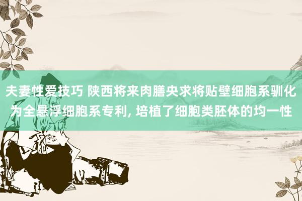 夫妻性爱技巧 陕西将来肉膳央求将贴壁细胞系驯化为全悬浮细胞系专利， 培植了细胞类胚体的均一性