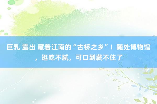 巨乳 露出 藏着江南的“古桥之乡”！随处博物馆，逛吃不腻，可口到藏不住了