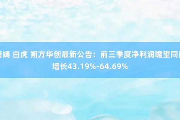 唐嫣 白虎 朔方华创最新公告：前三季度净利润瞻望同比增长43.19%-64.69%