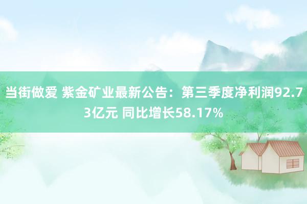 当街做爱 紫金矿业最新公告：第三季度净利润92.73亿元 同比增长58.17%