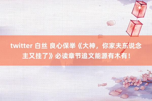 twitter 白丝 良心保举《大神，你家夫东说念主又挂了》必读章节追文能源有木有！