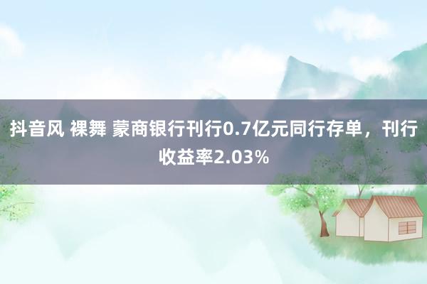 抖音风 裸舞 蒙商银行刊行0.7亿元同行存单，刊行收益率2.03%