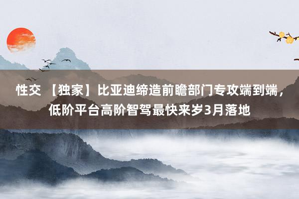 性交 【独家】比亚迪缔造前瞻部门专攻端到端，低阶平台高阶智驾最快来岁3月落地