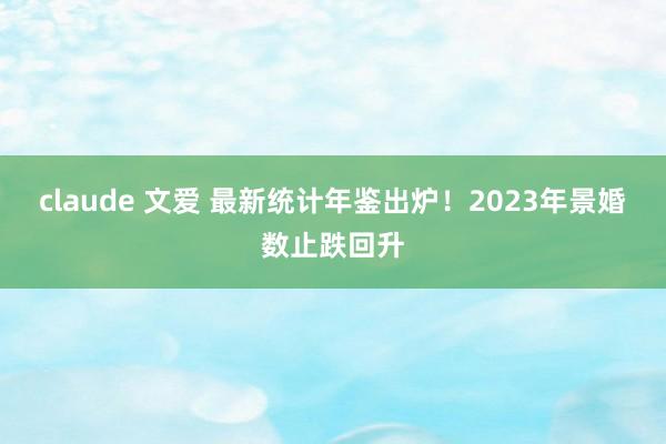 claude 文爱 最新统计年鉴出炉！2023年景婚数止跌回升