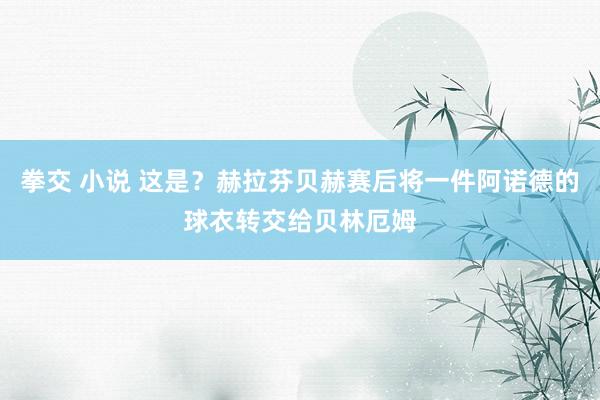 拳交 小说 这是？赫拉芬贝赫赛后将一件阿诺德的球衣转交给贝林厄姆