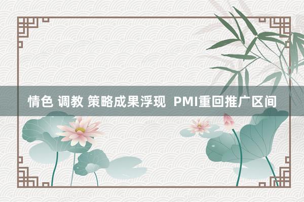 情色 调教 策略成果浮现  PMI重回推广区间