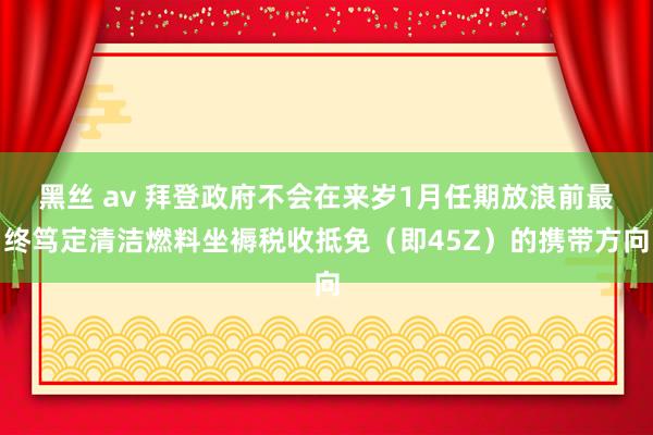 黑丝 av 拜登政府不会在来岁1月任期放浪前最终笃定清洁燃料坐褥税收抵免（即45Z）的携带方向