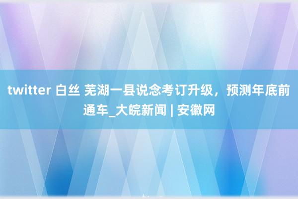 twitter 白丝 芜湖一县说念考订升级，预测年底前通车_大皖新闻 | 安徽网