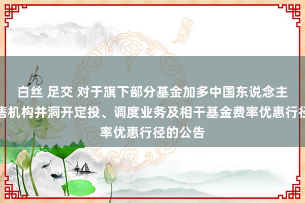 白丝 足交 对于旗下部分基金加多中国东说念主寿为销售机构并洞开定投、调度业务及相干基金费率优惠行径的公告