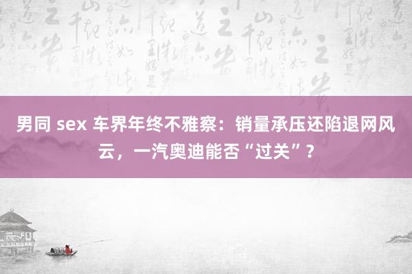 男同 sex 车界年终不雅察：销量承压还陷退网风云，一汽奥迪能否“过关”？