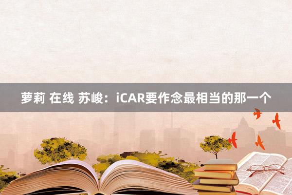 萝莉 在线 苏峻：iCAR要作念最相当的那一个