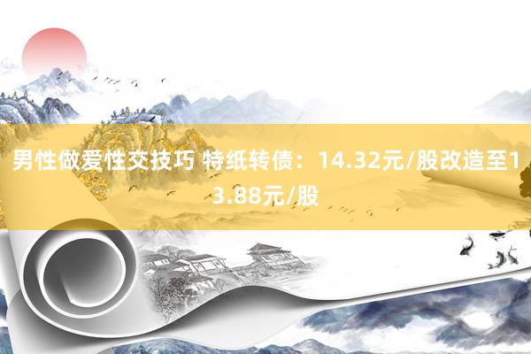 男性做爱性交技巧 特纸转债：14.32元/股改造至13.88元/股