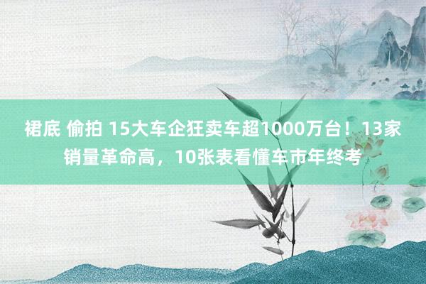 裙底 偷拍 15大车企狂卖车超1000万台！13家销量革命高，10张表看懂车市年终考