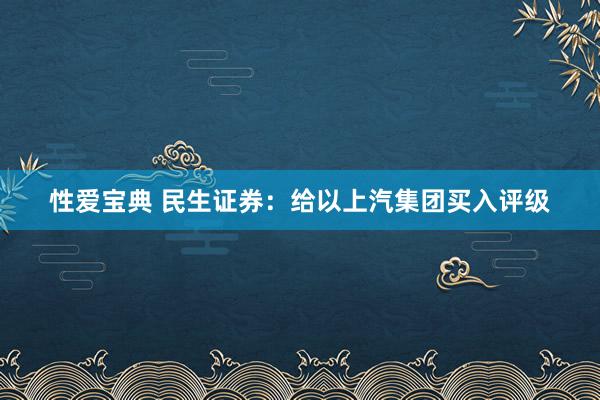 性爱宝典 民生证券：给以上汽集团买入评级